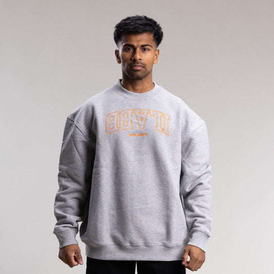 Varsity Line Block Crew Unisex GREY MARLE