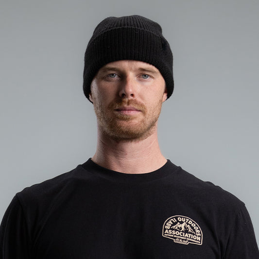 Merino 8" Fishermans Rib Beanie BLACK