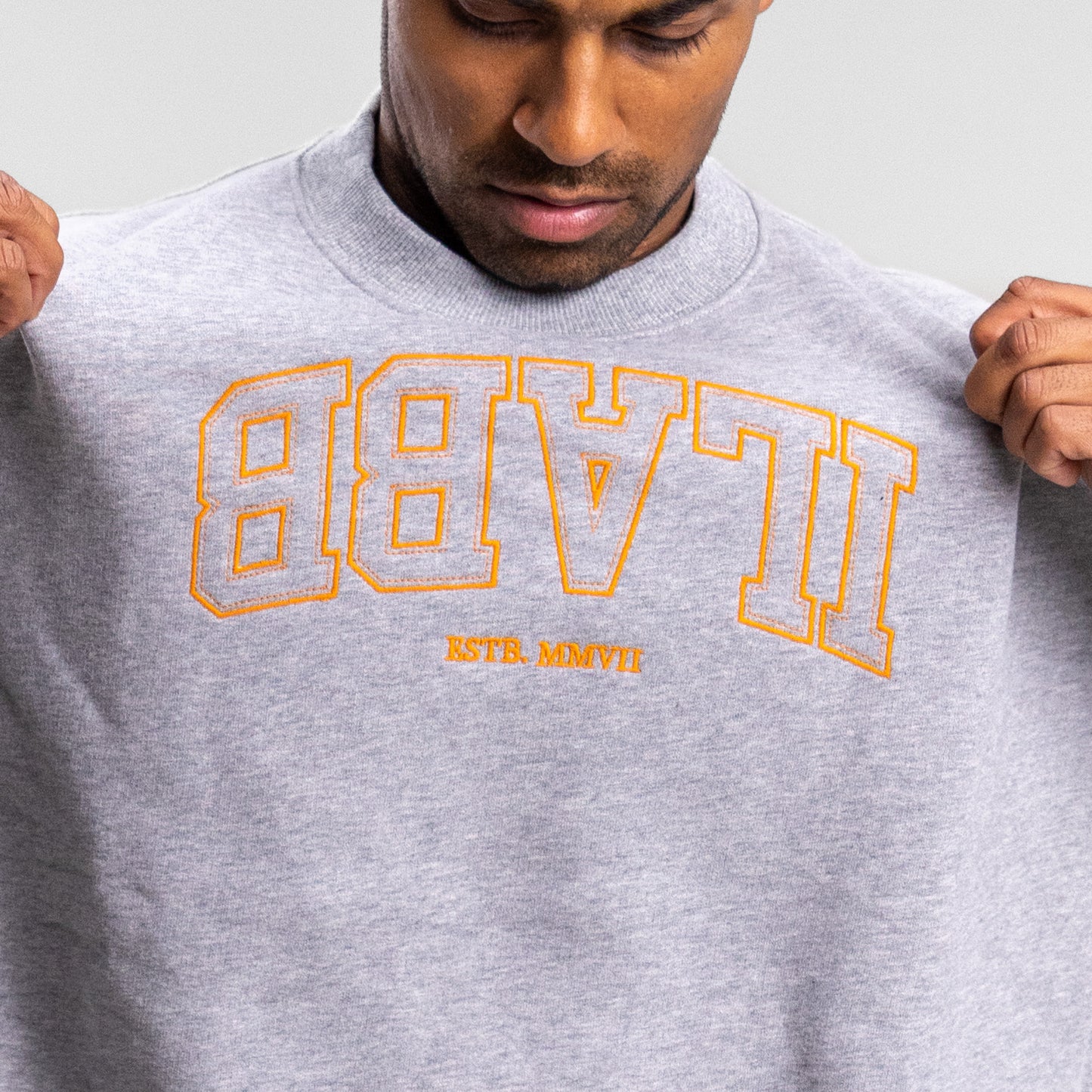 Varsity Line Block Crew Unisex GREY MARLE